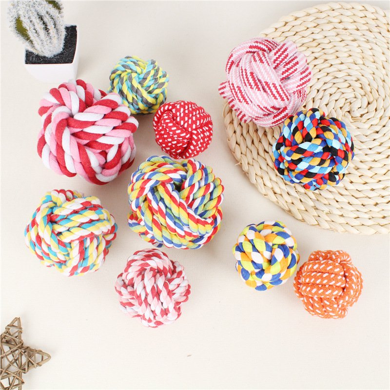 Bite-Resistant Dog Cotton Rope Ball | Natural Dental Teething & Interactive Fetch Toy for Cats & Dogs 11886285195 1226675939