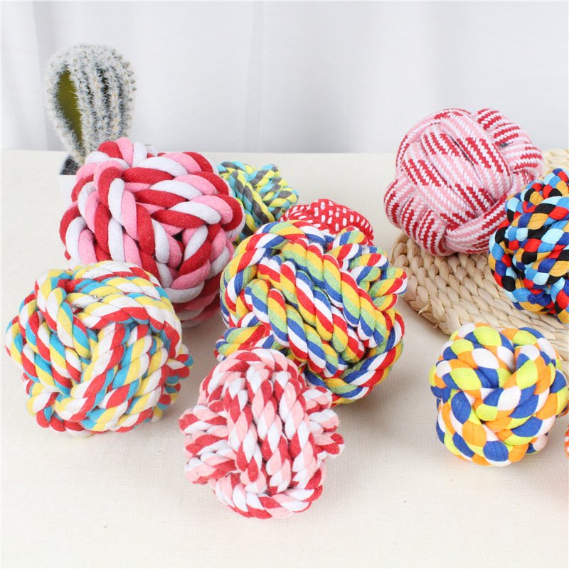 Bite-Resistant Dog Cotton Rope Ball | Natural Dental Teething & Interactive Fetch Toy for Cats & Dogs 11922910722 1226675939